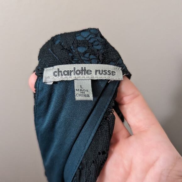 Charlotte Russe Lace Romper emerald Green - Picture 3 of 3